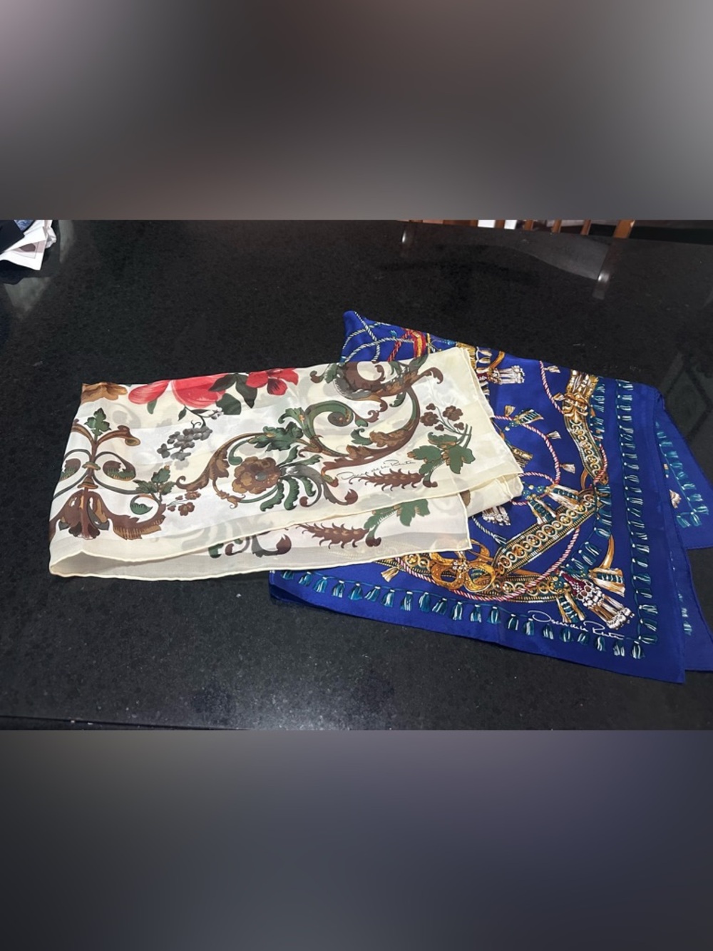 Two Oscar de la Renta silk scarves